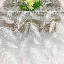 Белое кружево перо Тюль сеточка пайетки ткань ширина 120 см для красивой свадебной вечеринки юбка платье ручной работы украшенное платье