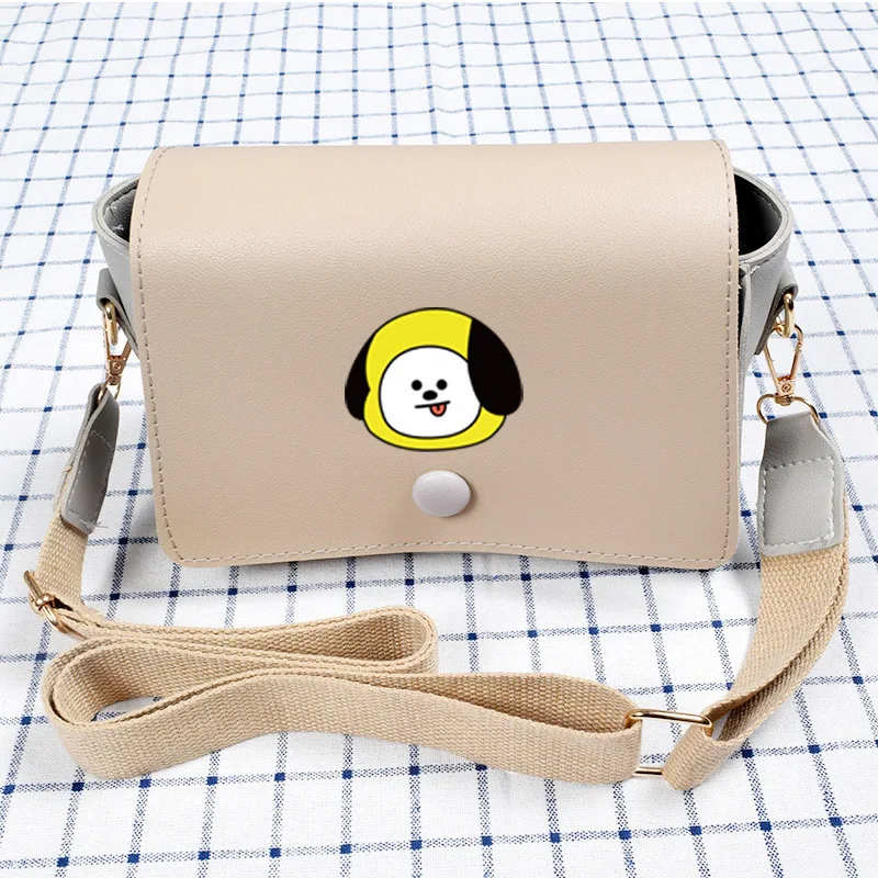 

HUGWISER Korean Student Single Shoulder Messenger Bag Wide Shoulder Belt Pu Small Square Bag Lovely Creatine animal Cartoon Bags