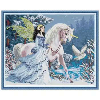

Elves Riding Unicorns painting decor counted printed on the canvas 11CT 14CT kits Cross Stitch embroidery needlework Sets
