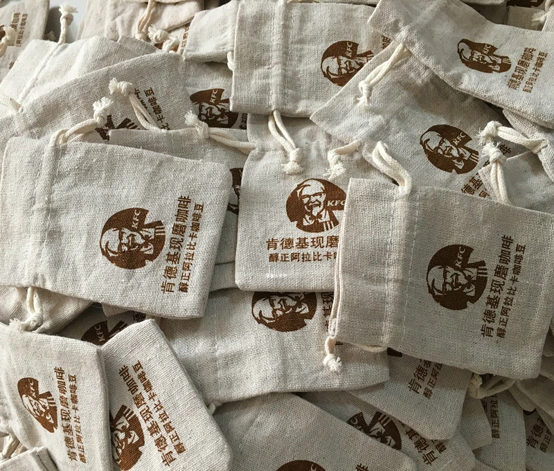 50PCS Natural Linen Gift Bag Drawstring Pouch Packing Jewelry Birthday Wedding Party Candy Jute Reusable Sack Print Logo Custom