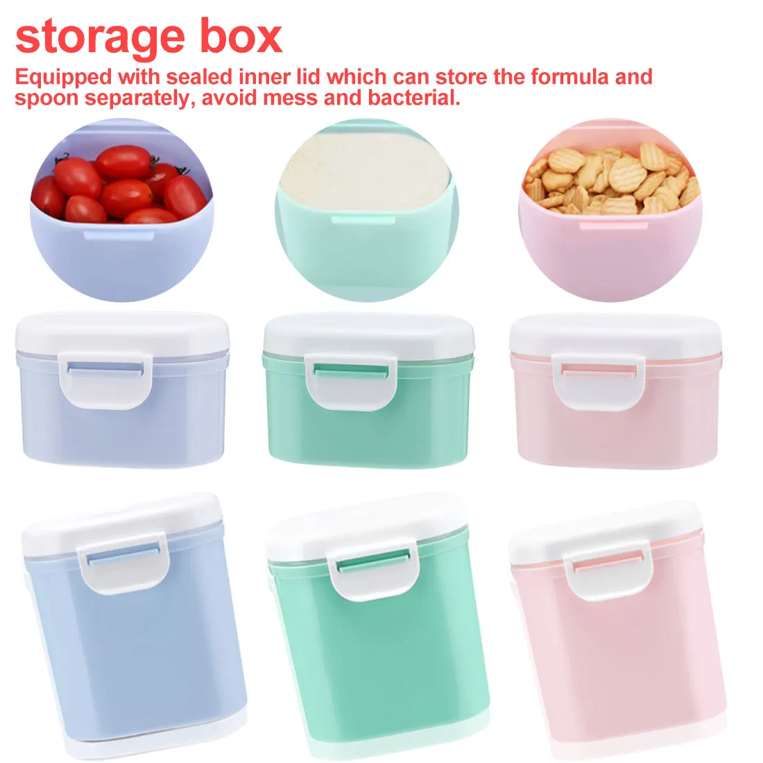

Baby Formula Milk Storage Infants Portable Milk Powder Formula Dispenser Food Container Storage Feeding Box for Kids Food PP Box