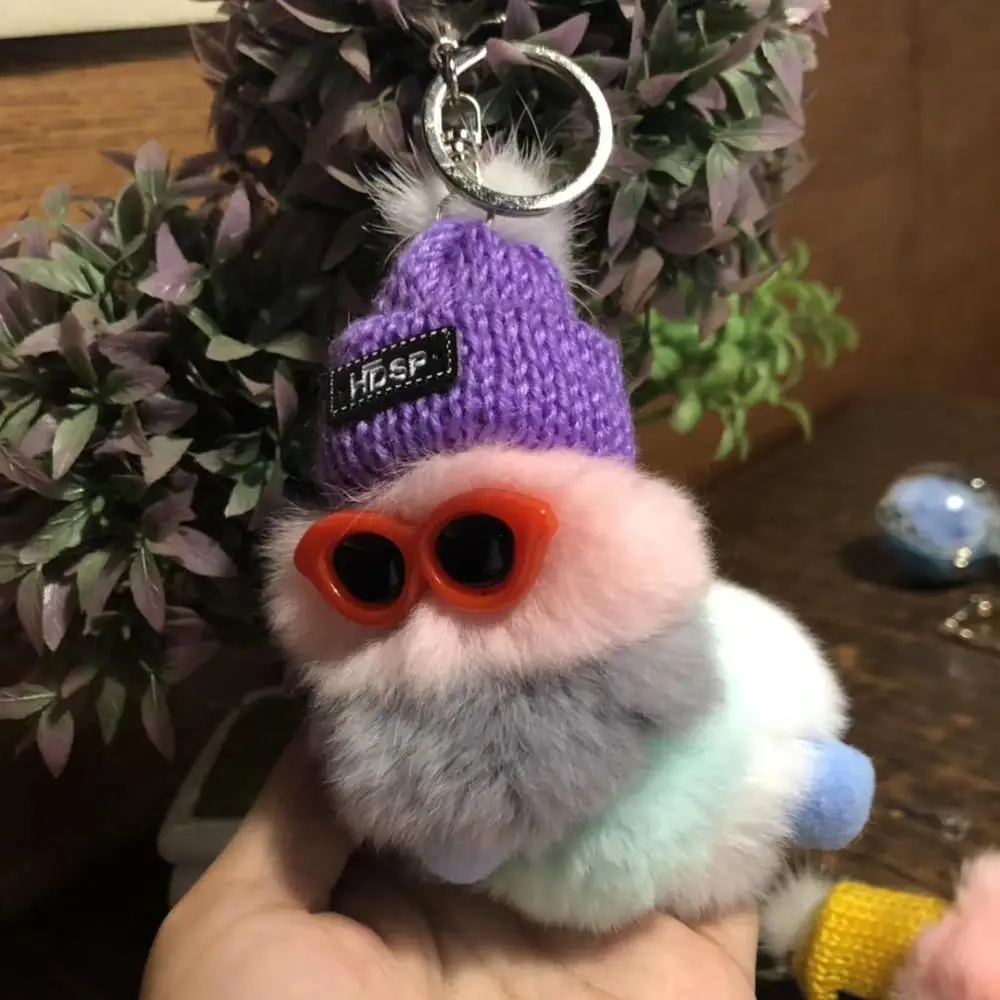 

Hot Cute Caterpillar Keychain Real Rex Rabbit Fur Plush Jewelry Fashion Colorful Animal Love Bag Pendant Keychain