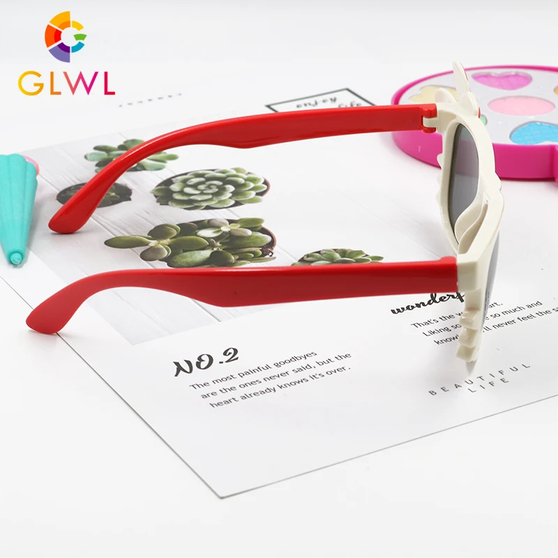 GLWL, детские солнцезащитные очки для девочек, поляризованные очки, зеркальные очки для детей, дизайн, силиконовые очки с бабочкой и кружевом