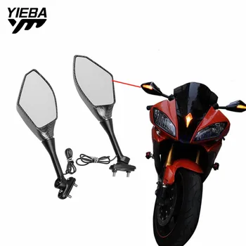 

Motorcycle Rearview Mirrors Side Mirror With LED Turn Signals Light Indicator For Kawaski ZRX1100/1200 Yamaha YZF R1 R3 FZ1 FZ6