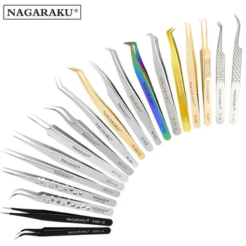 

NAGARAKU Eyelash Extension Tweezers Makeup Stainless Steel Non-magnetic Pincet False Eyelash Tweezers 3D accurate tweezers