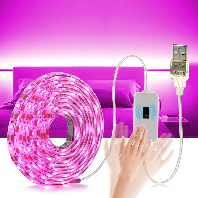  Tiras de luces LED USB Control infrarrojo RGB SMD2835 DC5V 1M  2M 3M 4M 5M Lámpara flexible Diodo TV Fondo Iluminación luces LED (Color  emisor: IR 2835 5V, Longitud: 6.6 ft) 