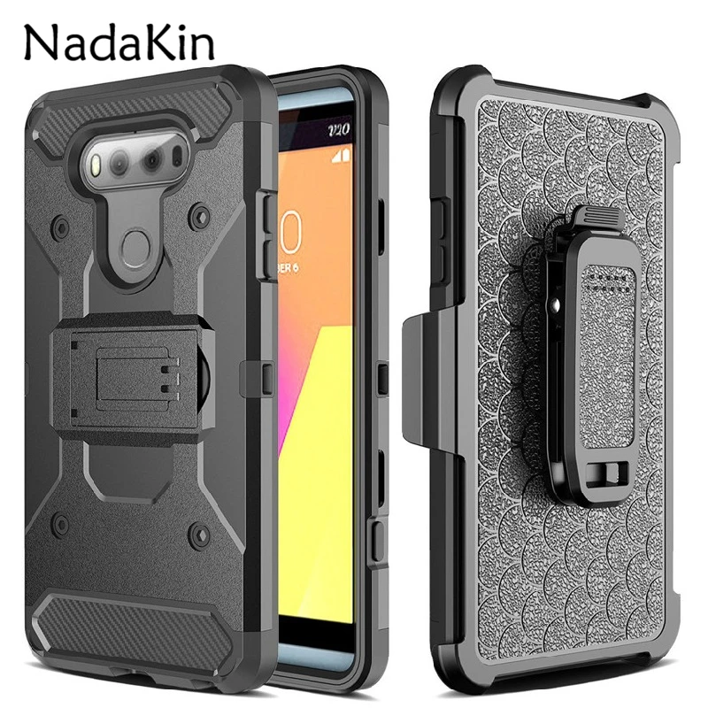 

Front Back Heavy Duty Shockproof Hybrid Armor Case with Belt Clip Holster Cover for LG V30 V50 ThinQ Cover