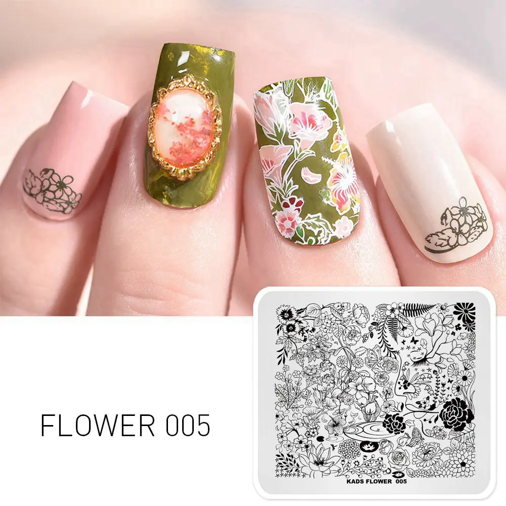 Flower 005 1 шт. штамповки для ногтей пластины красоты цветок серии шаблоны для ногтей поднос для маникюра дизайн ногтей штамповка шаблон украшения Штамп для ногтей - Цвет: Flower 005