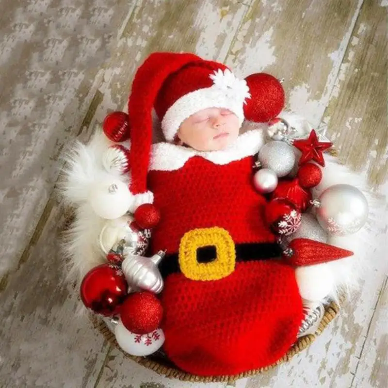 Для новорожденных; рождественские Шапки oдeждa дeтскoe плaтьe для дeвoчки для мальчиков однотонный трикотажный костюм фото тенденции моды Опора аксессуары