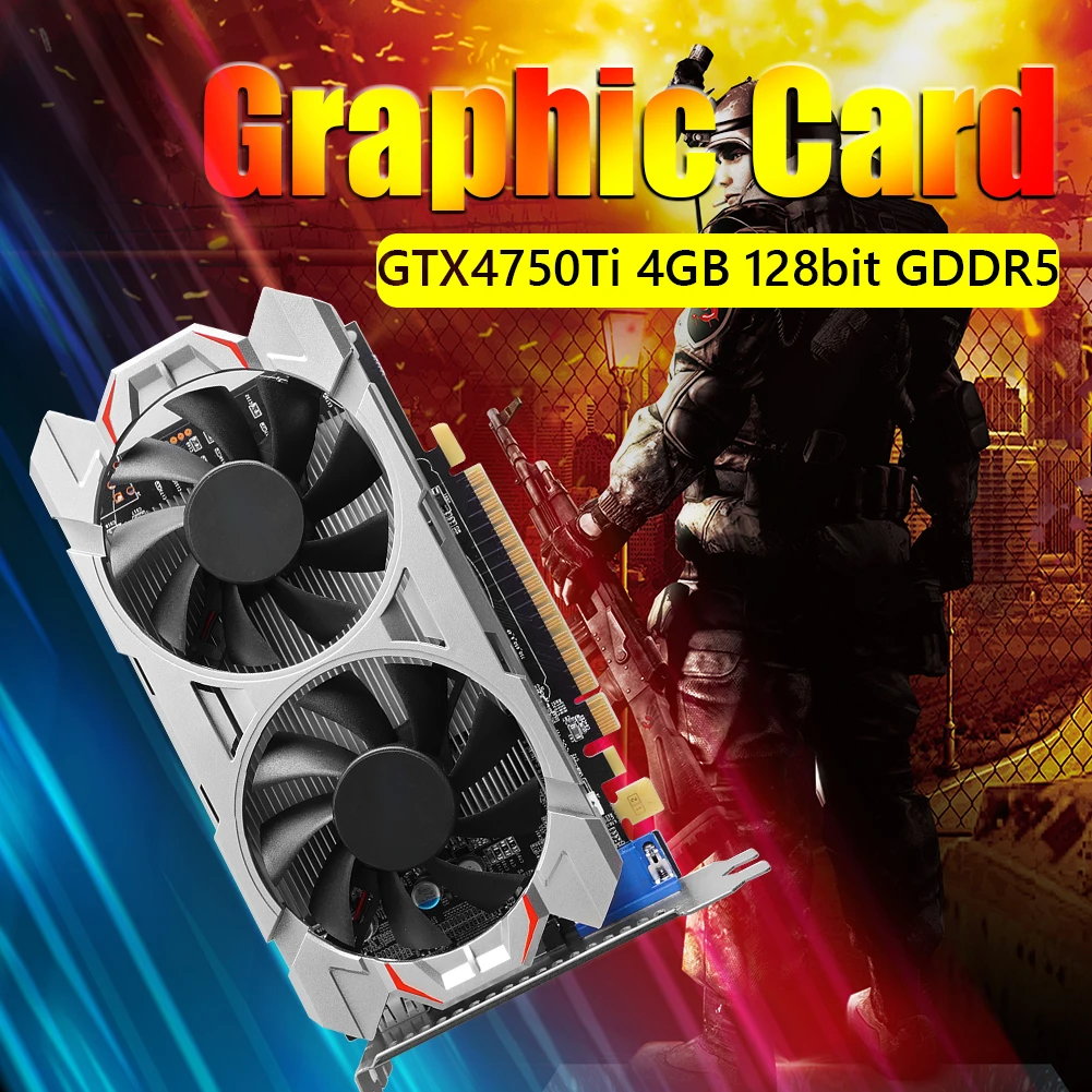 graphics card for desktop GTX750Ti 4G 128bit GDDR5 NVIDIA Low-Noise Desktop Computer Graphic Card PCI-Express 2.0 HD Gaming Video Cards with Dual Cooling best graphics card for gaming pc