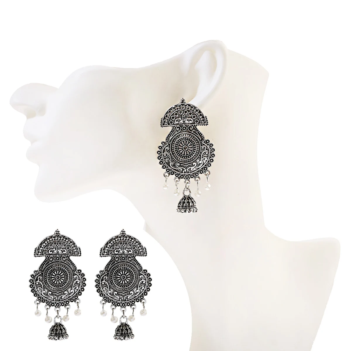 Женские богемные серьги Jhumka с кисточками и бусинами из цыганских индийских бусин