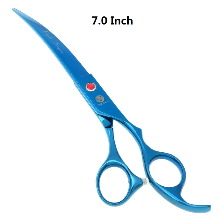 LZS0370 Down Curved Фиолетовый дракон 7," профессиональные ножницы для домашних животных для ухода за собакой японский 440c животных прямые и истончение и изогнутые ножницы LZS0377 - Цвет: LZS0370 Down Curved