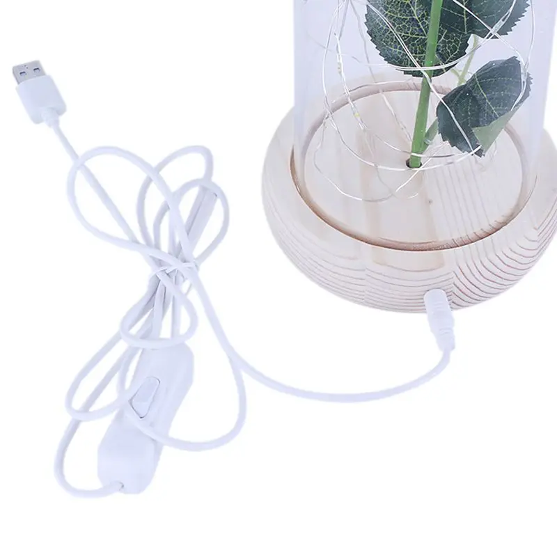 День Святого Валентина искусственный Galaxy Rose Flower USB Powered светодиодный светильник в стеклянном подарок для женщин