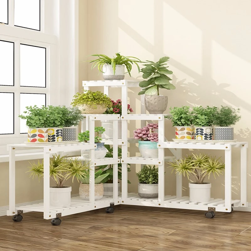 

Indoor Multi-storey Province Space Anticorrosive Solid Wood Balcony A Living Room Landing Type Flowerpot Shelf
