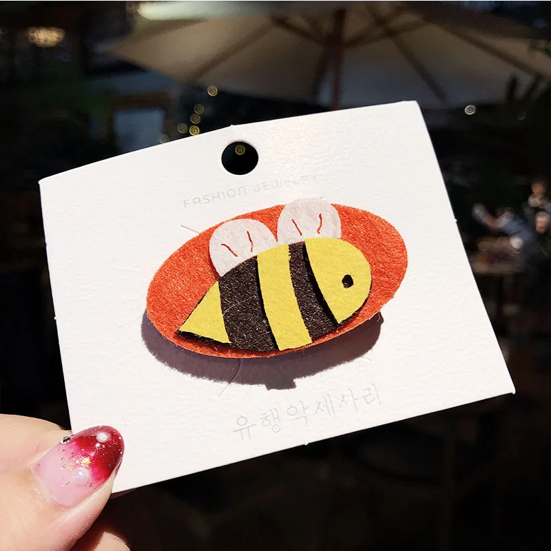 Bee Новинка, милые заколки для волос с изображением животных, растения, шпильки для девочек, повязка на голову, детские заколки для волос, заколки для волос, модные детские аксессуары для волос - Цвет: Bee