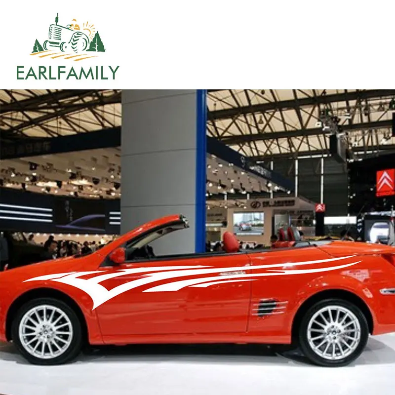 EARLFAMILY, 200 см x 26 см, 2x полоски, графика, большая автомобильная наклейка, s Racing Sport, наклейки на дверь, моторная виниловая наклейка, автомобильные аксессуары