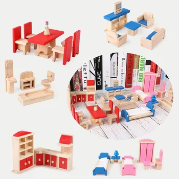 

Mini Household Set Wooden Furniture For Doll House Sand Table Decoration For Children Kid Play Education Christmas Birthday Gift