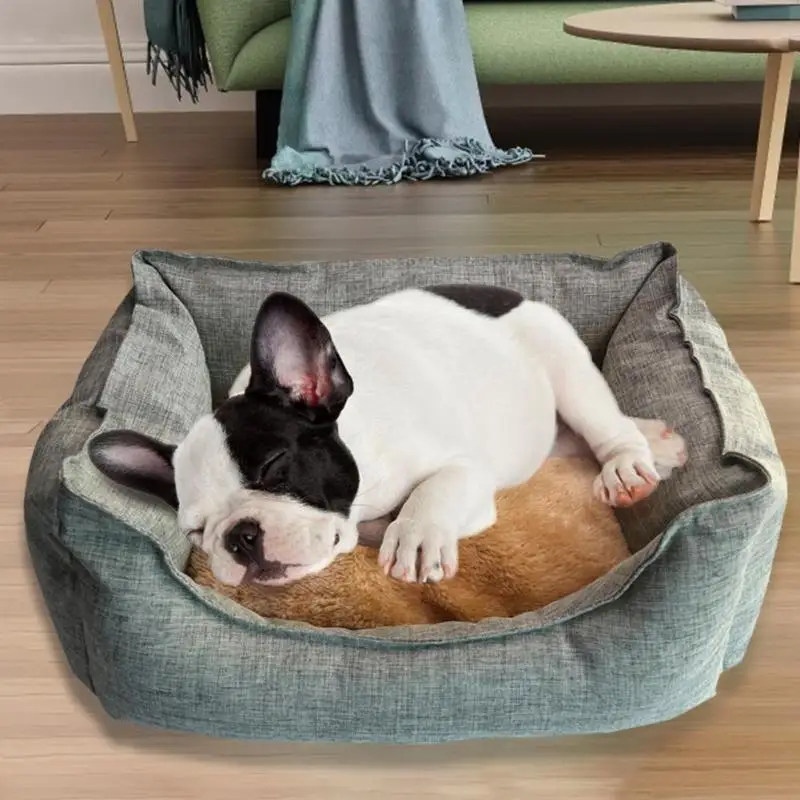Теплая плюшевая кровать для сна для собаки, подушка для шезлонга, кошки, зимняя Конура, диван для щенка