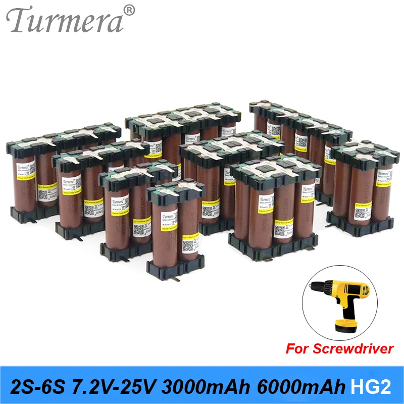 

Battery 18650 HG2 3000mAh 30A 12.6V to 25.2V for Screwdriver Shurika Soldering Strip Turmera 3S 4S 5S 6S Battery Pack customized