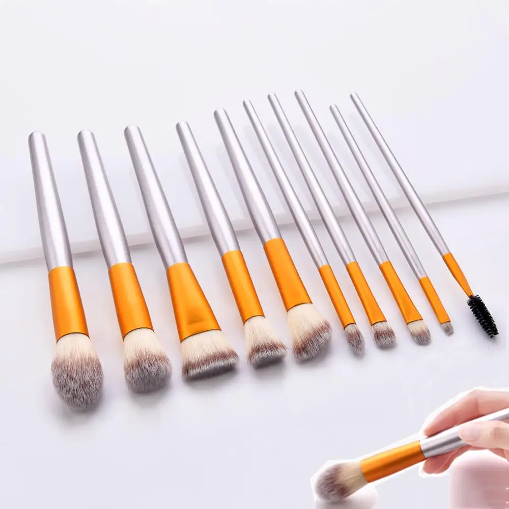 

10Pcs Makeup Brushes Cream for foundation Powder brush Set Soft Animal hair Blush Brush Eyeliner Eyeshadow Brushes Cosmetic kit