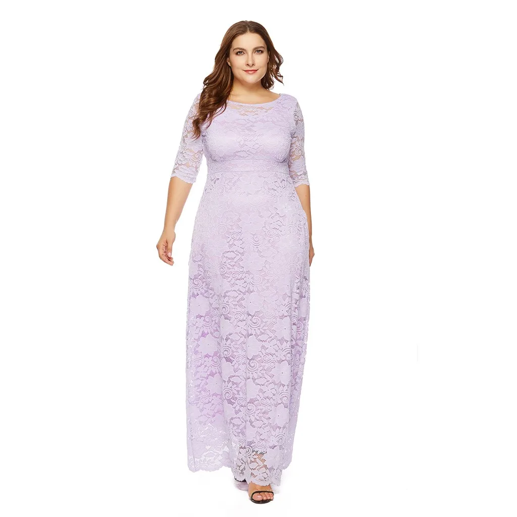 JAYCOSIN, Повседневное платье для женщин, 5XL, платье большого размера,, осенние платья для женщин, плюс размер, одноцветное, кружевное, вечерние, для выпускного вечера, Vestido
