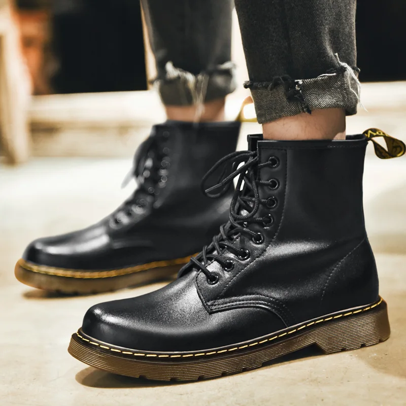 

2019 New Men Boots For Martin Boots Genuine Leather Dr Motocycle Boots Warm Ankle Boots Winter Shoes Men Shoes Plus Size 47 48