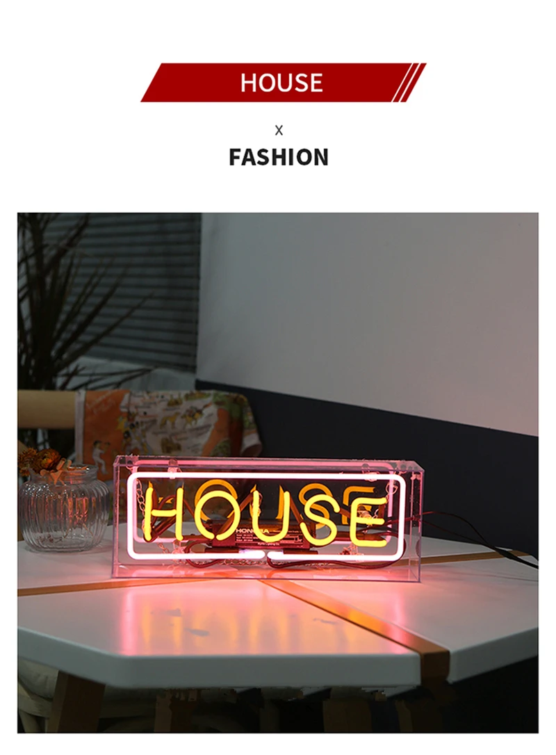 LED Neon Light Box Acrylic Glass Tubes Neon Sign Music Bar Atmosphere Lamp Christmas Holiday Party Art Wall Window Decoration