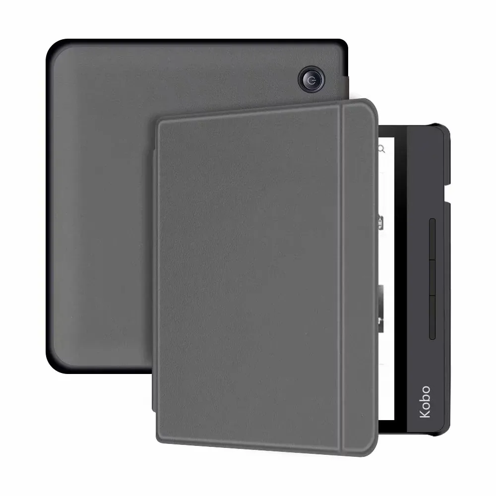Магнитный смарт-чехол-подставка для всех новых " Kobo Libra H2O E-Reader защитный чехол для kobo N873 электронные книги+ пленка+ стилус - Цвет: Серый