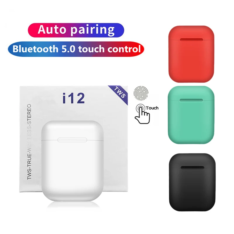 I12 TWS беспроводные Bluetooth наушники V5.0 сенсорное управление мини наушники супер бас гарнитура наушники спортивные портативные