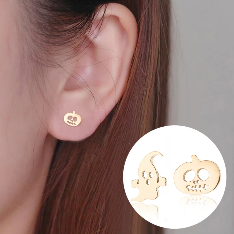 Mini Stainless Steel Earings Fashion Jewelry Small Animal Ear Studs Punk Cross Star Dragon Ballet Stud Earrings Pendientes Gifts