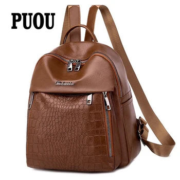 

Ladies Multifunction Alligator Backpack High Quality Youth Color Backpack Girl Casual Sac Large Capacity Bags For Women black