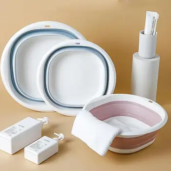 

Portable Foldable Washbasin 26/32/38cm Travel Folding Bucket Nordic Style Bathroom Wash Face & Foot Hanging Plastic Basin Tool