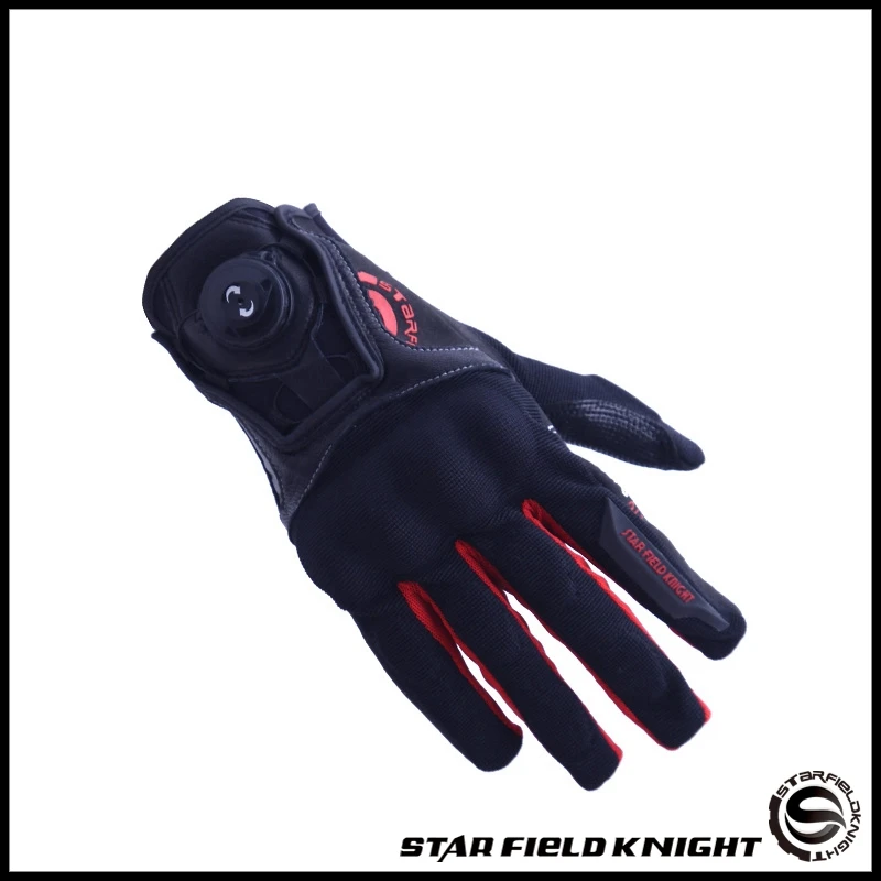 Звездные рыцарские летние мужские и женские мотоциклетные перчатки для верховой езды, небьющиеся сетчатые дышащие перчатки с сенсорным экраном - Цвет: red