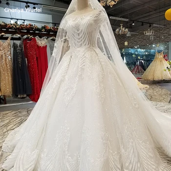 

LS32009 elegant ivory wedding dress o-neck short sleeve lace up back ball gown bridal wedding gown with veil china wholesale