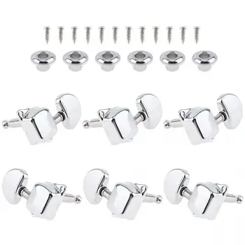 

Hot 6pcs /lot Chrome Guitar Tuning Pegs 3R+3L Semi-closed Semicircle Machine Heads Tuners for Acoustic Folk Guitar