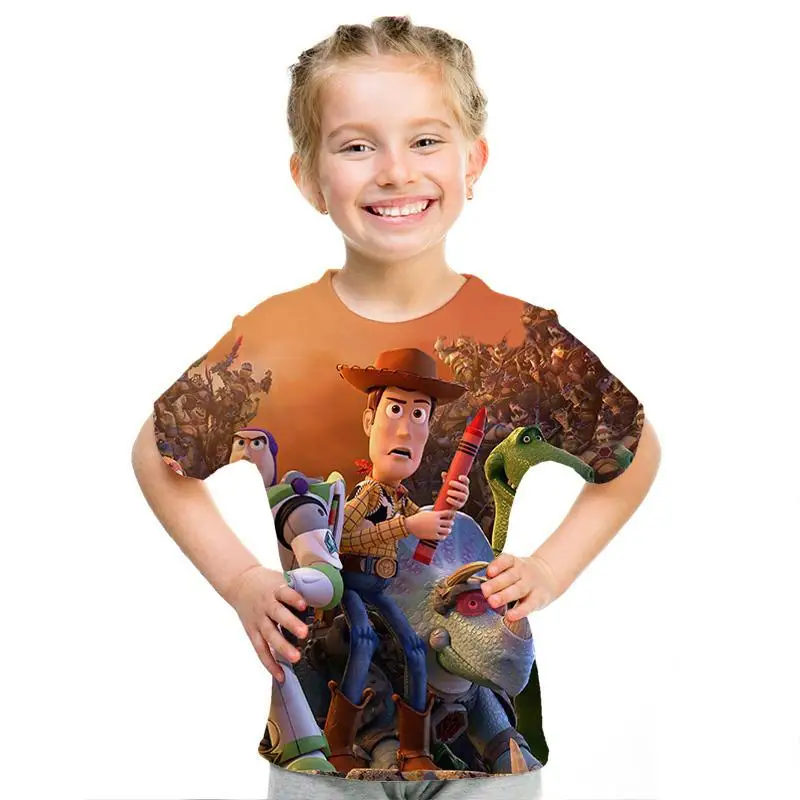 Популярный аниме История игрушек 3D estampado Nio moda nios desgaste amaderado Cool abrigo camiseta Buzz Lightyear nios ropacortamanga