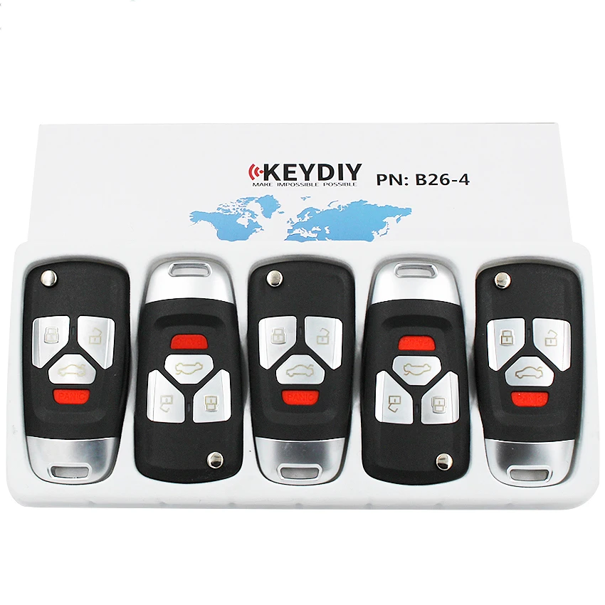KEYECU 5 шт./лот, KEYDIY серии B B26-4 универсальный пульт дистанционного управления Управление ключи-3+ 1/4 кнопки для KD900 KD900+ URG200 KD-X2 мини KD