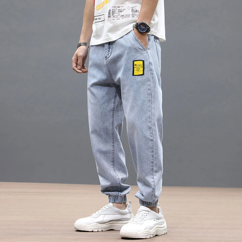 Japanese Style Fashion Men Jeans Loose Fit Light Blue Denim Cargo Pants Slack Bottom Harem Trousers Streetwear Hip Hop Jeans Men Jeans Aliexpress