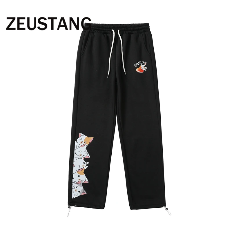 harem trousers Zeustang Fashion Sweatpants Harem Pants Pocket Baggy Streetwear Fleece Mens Hip Hop Harajuku Drawstring Casual Loose Trouser mens harem joggers