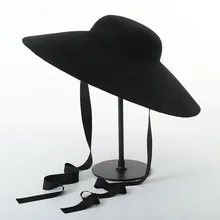 Модные, женские, шерстяные шапки женские церковные шляпы мягкая фетровая шляпа с широкими полями шапка, женские шапки с широкими полями черная фетровая шляпа этап стильный клапан S