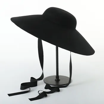 

Fashion Women Wool Hat Women Church Hats Wide Brim Fedora Hat Womens Hats Wide Brim Black Felt Hat Stage Styling Cap Mens