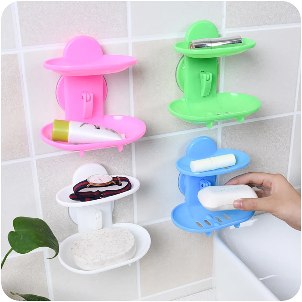 

Double layer soap box kitchen tools bathroom accessories soap dish wall mounted soap box new