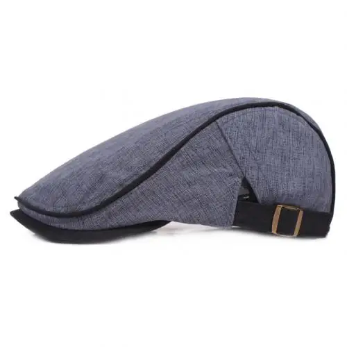 Navy Blue Винтажная Мужская саржевая хлопковая льняная бейсболка, регулируемый берет, шляпа для папы, Солнцезащитная шляпа - Цвет: Navy Blue