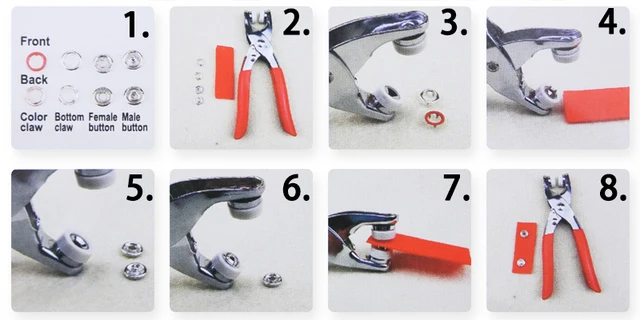 1~7PCS Five-prong Button Installation Tool Snap Tool Kit Metal Snap Ring  Belt Fastening Pliers Clamping Tool Kit For Garment - AliExpress