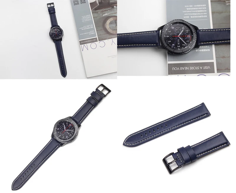 Gear s4 s3 Frontier ремешок для samsung Galaxy Watch 46 мм 22 мм кожаный браслет correa huawei часы GT ремешок 46 amazfit bip 47 44