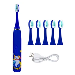 Toothbrush for Children Smart Electric Tooth Brush Soft Silicon Cartoon Pattern Kids 6 Heads Child Oral Care Teeth Cleaning