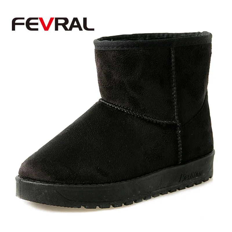 Черный Бренд fevral; женские ботинки; Качественная женская зимняя обувь; женские теплые зимние ботинки на меху; Модные ботильоны на плоском квадратном каблуке; Размеры 35-40 - Цвет: Черный