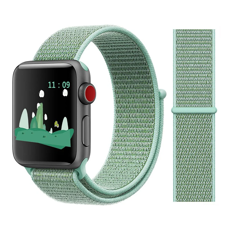 Для наручных часов Apple Watch, версии 3/2/1 38 мм 42 мм нейлон мягкий дышащий нейлон для наручных часов iWatch, сменный ремешок спортивный бесшовный series4/5 40 мм 44 мм - Цвет ремешка: Color16 marine green
