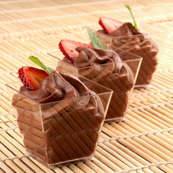 New Hot 50/100pcs Square Dessert Cups Mini Plastic 2oz Clear Party Wedding Decor Transparent Dessert Cup USJ99