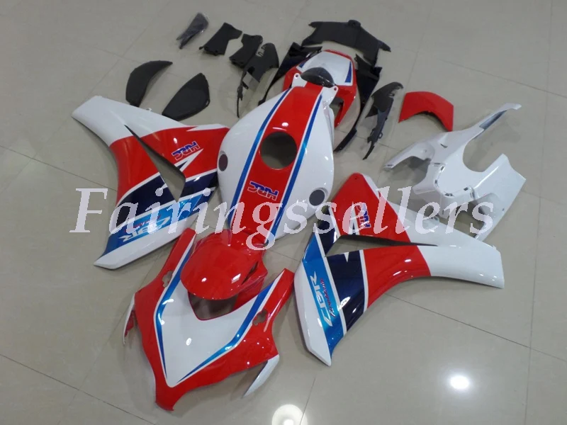 Инъекций ABS Полный обтекатели комплект Подходит для HONDA CBR1000RR 2008 2009 2010 2011 CBR1000RR 08-11CBR1000 обтекатель, черные, красные, Пламенные со стразами - Цвет: Red and white